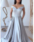 Ice Blue Gown with Pocket Stone Work