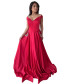 Red Gown with Pocket Stone Work