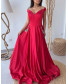 Red Gown with Pocket Stone Work