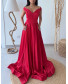 Red Gown with Pocket Stone Work