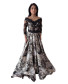 3D Floral Fitted Off Shoulder Gown - Black with Ash