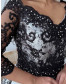 3D Floral Fitted Off Shoulder Gown - Black with Ash
