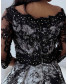3D Floral Fitted Off Shoulder Gown - Black with Ash