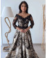 3D Floral Fitted Off Shoulder Gown - Black with Mauve
