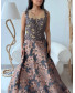 Brocade Gown with Embroidery - Champagne