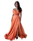 Strapless Neckline Open Shoulder Maxi Length Evening Dress - Orange