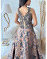 Brocade Gown with Embroidery - Champagne