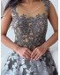 Brocade Gown with Embroidery - Ash Grey