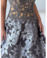 Brocade Gown with Embroidery - Ash Grey