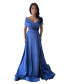 Strapless Neckline Open Shoulder Maxi Length Evening Dress - Royal Blue
