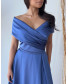 Strapless Neckline Open Shoulder Maxi Length Evening Dress - Royal Blue