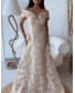 Embellished Off Shoulder Dress - Golden