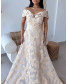 Embellished Off Shoulder Dress - Golden