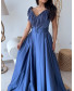 Frill Lace Collar Gown - Royal Blue
