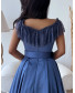 Frill Lace Collar Gown - Royal Blue