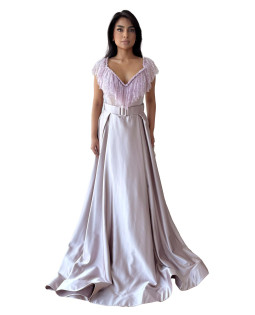 Frill Lace Collar Gown - Rose