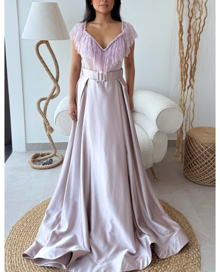 Frill Lace Collar Gown - Rose