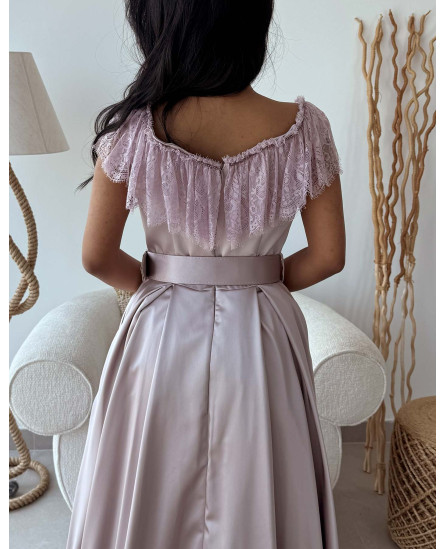 Frill Lace Collar Gown - Rose