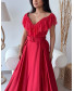 Frill Lace Collar Gown - Red