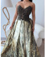 Off Shoulder Embroidered Dress - Leopard Abstract Black