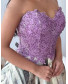Off Shoulder Embroidered Dress - Leopard Abstract Purple