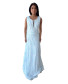 Deep V - Cut Neckline Long Dress With Hologram Hanging Sequins