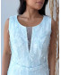 Deep V - Cut Neckline Long Dress With Hologram Hanging Sequins