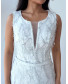 Dress White V-neck with Sequins Work