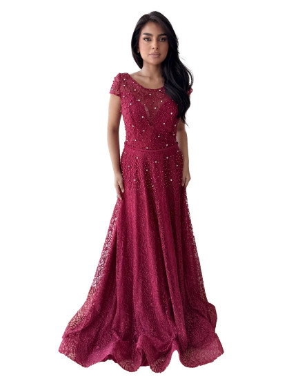 Embellished Gown - Maroon