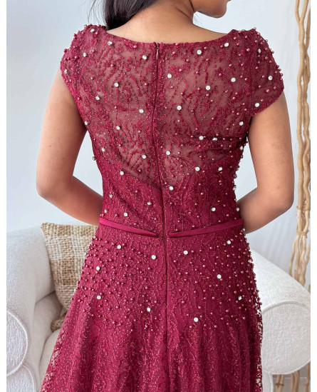 Embellished Gown - Maroon