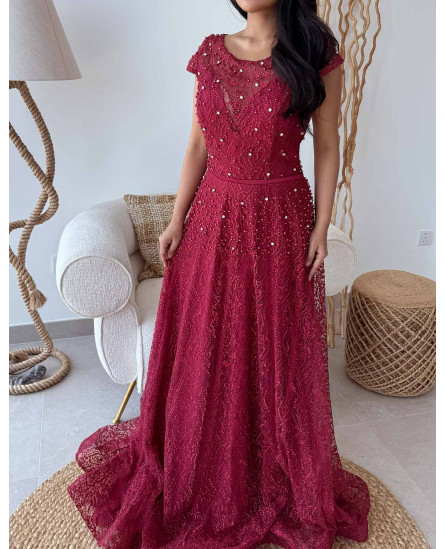Embellished Gown - Maroon