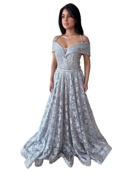 Embellished Off Shoulder Dress - Ancien