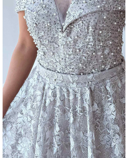 Embellished Off Shoulder Dress - Ancien