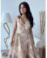 Golden Feather Dress with Stone Work