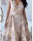 Golden Feather Dress with Stone Work