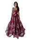 Feather Dress with Stone Work - Maroon