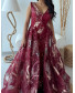 Feather Dress with Stone Work - Maroon