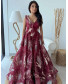 Feather Dress with Stone Work - Maroon