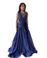 Peacock Blue Embroidered Gown with Sweetheart Neck