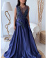 Peacock Blue Embroidered Gown with Sweetheart Neck