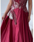 Peacock Embroidered Gown - Maroon