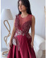 Peacock Embroidered Gown - Maroon
