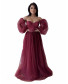 Jasmine Off-the-Shoulder Dress - Maroon Self Polka Dots