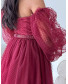 Jasmine Off-the-Shoulder Dress - Maroon Self Polka Dots