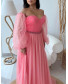 Jasmine Off-the-Shoulder Dress - Rose Self Polka Dots