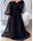 Jasmine Off-the-Shoulder Dress - Black Self Polka Dots