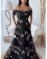 Golden Halter Neck Patch Jacquard Black