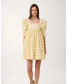 Midie Dress white with yellow chikankari embroidery 