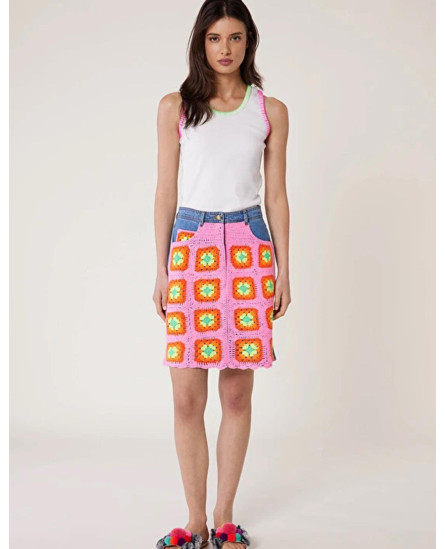 Jeans Crochet Combination Skirt