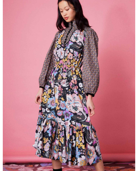 Hindie Caftan Floral Black